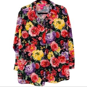 Catherine MaLandrino Floral Tunic Blouse Size L